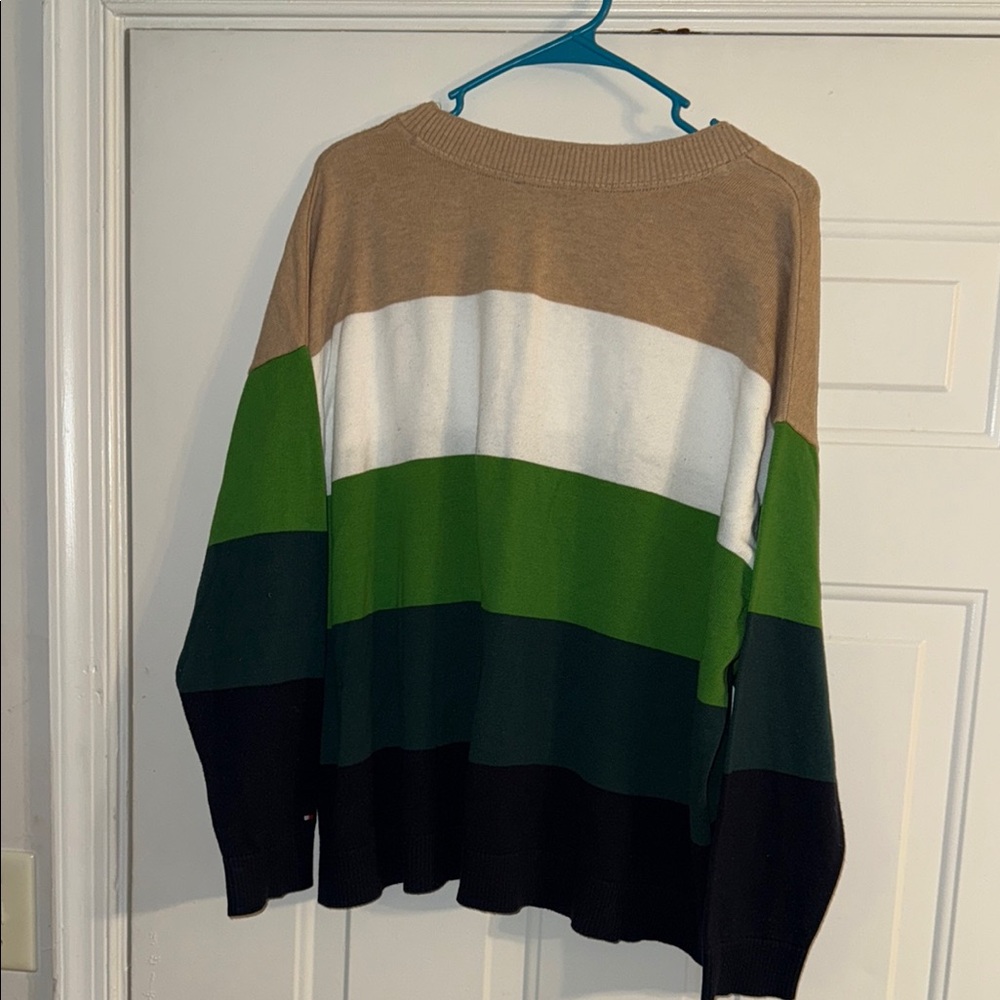 Tommy Hilfiger Tan and Green Crewneck Sweater - Picture 2 of 2
